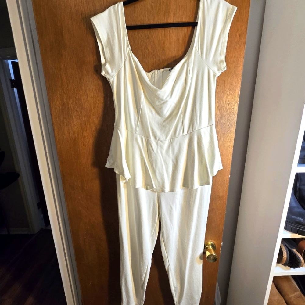 Cream Peplum Jumpsuit